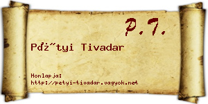 Pétyi Tivadar névjegykártya